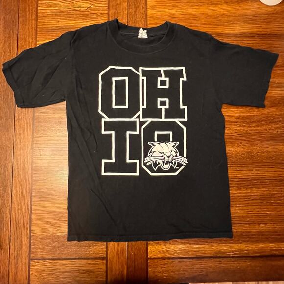 OU Ohio University Bobcat Black White OHIO Short Sleeve Shirt Crew Neck Small - Picture 5 of 8